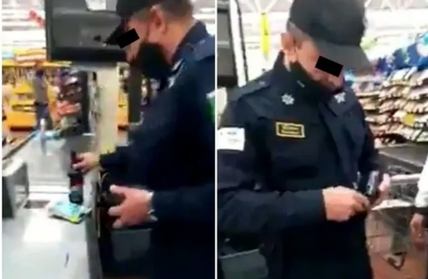 Entérate VIDEO Captan a policía robando estopa y resistol 5000 de un Walmart.