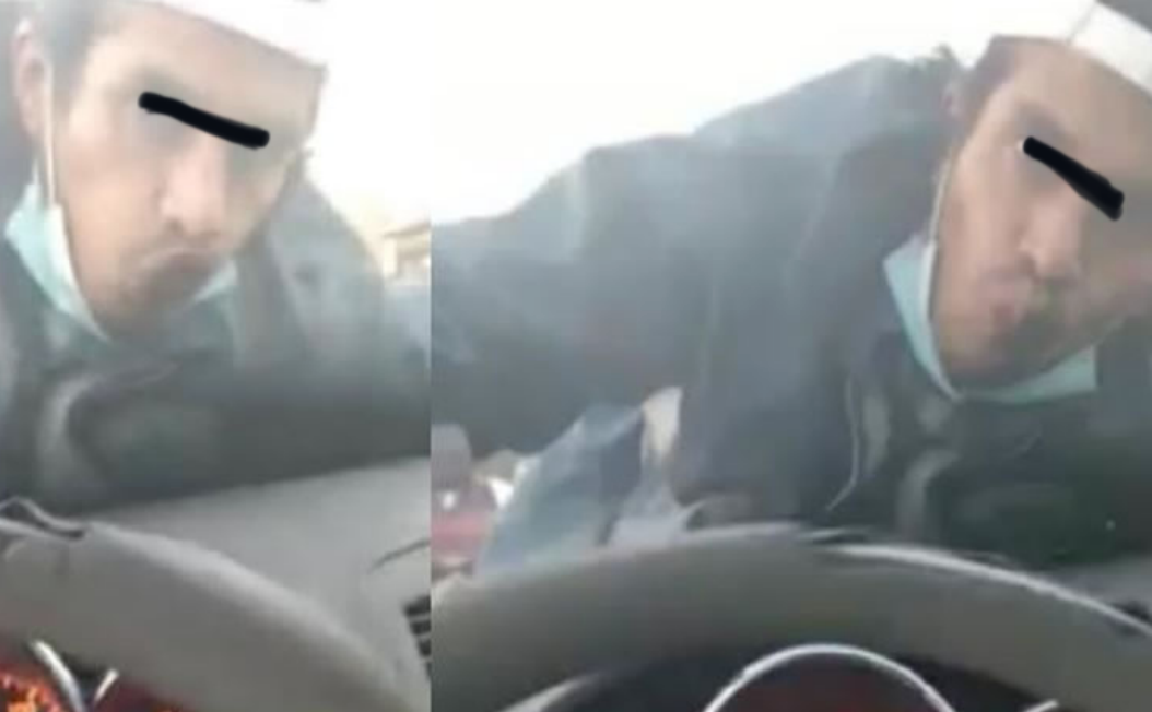 VIDEO Sujeto acosa a automovilista y hasta LAME el parabrisas de su auto
