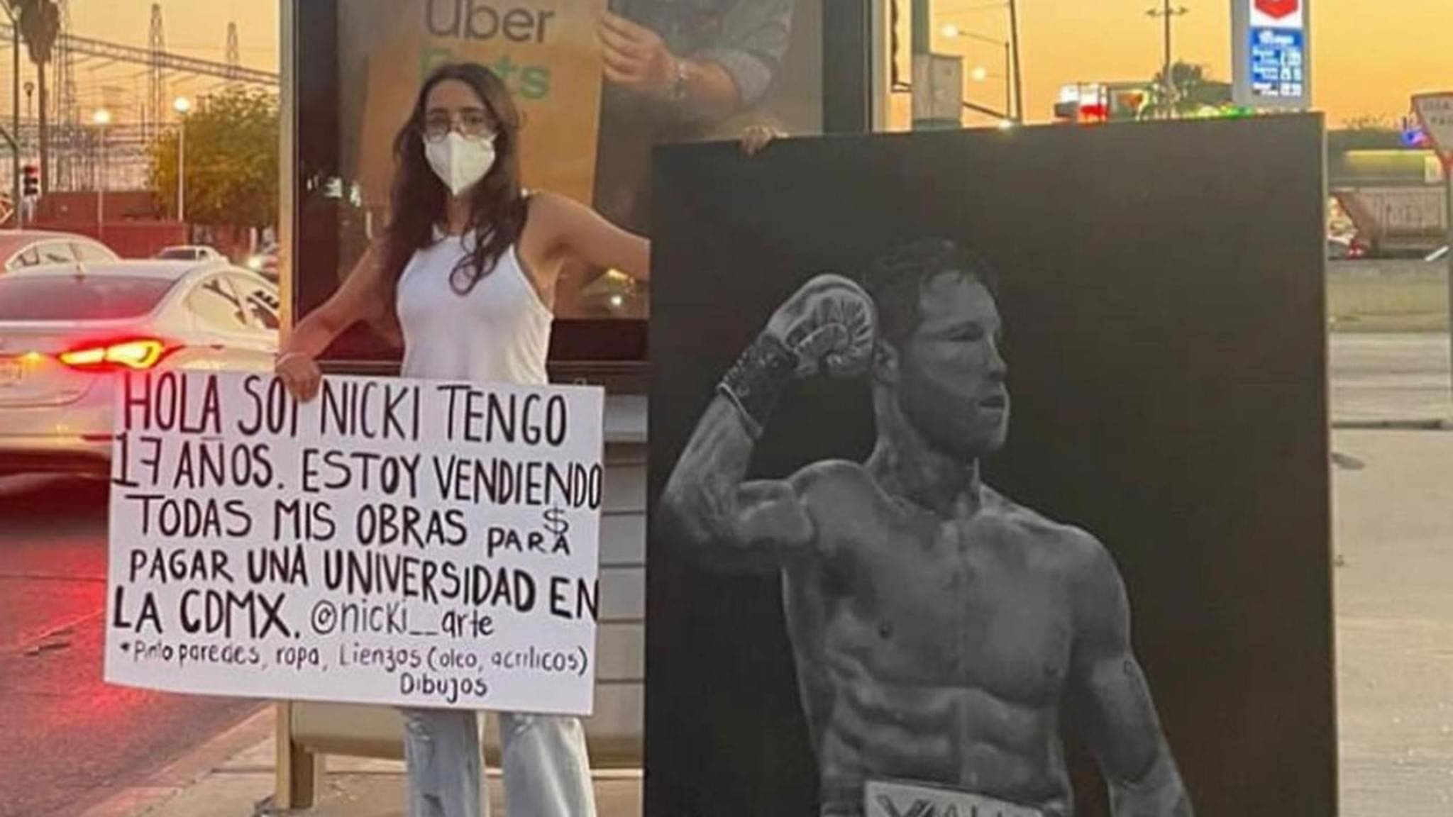 Entérate: Estudiante vende pintura de Canelo Álvarez para pagar sus estudios y el boxeador la contacta