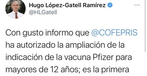 #AlMinuto Autorizan vacuna Pfizer para mayores de 12 años en México