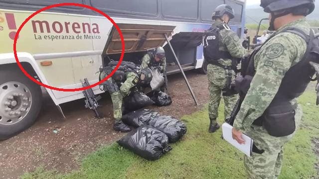 OJO Encuentran 280 kilos de droga en camión con logos de Morena