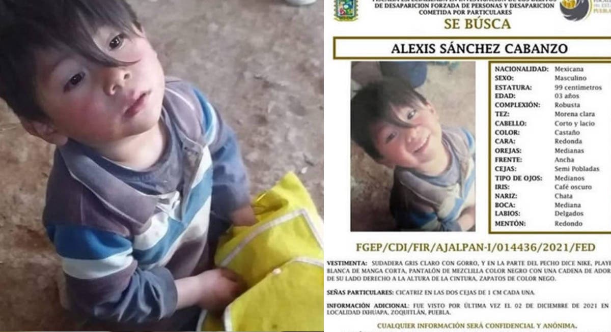 Alexis Sánchez de 3 añitos desapareció en un evento escolar en la Sierra de Puebla, un hombre se lo habría llevado aprovechando la neblina