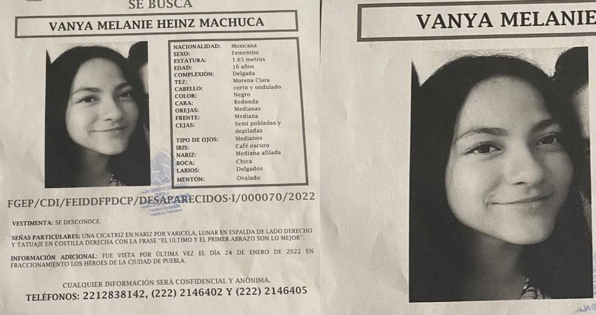 AYUDA Vanya Heinz de 16 años desapareció el 24 de enero en Puebla; tiene un tatuaje con la frase “el último y el primer abrazo son lo mejor”