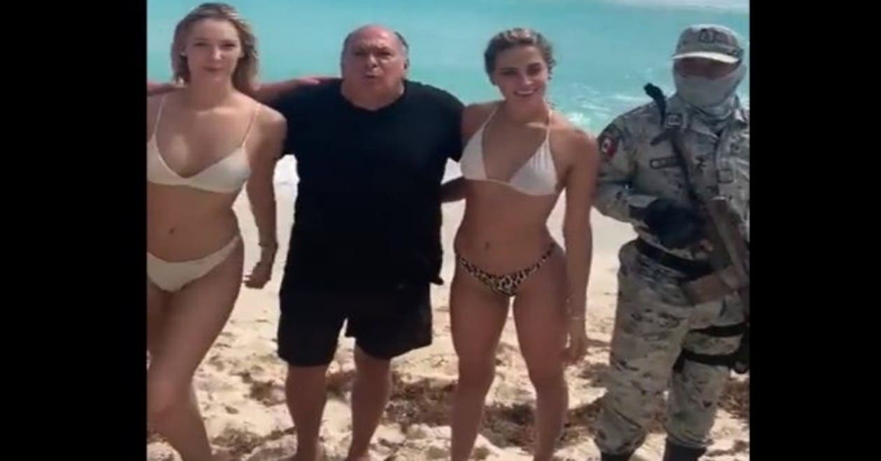 VIDEO: Papá de “Checo” Pérez promueve la F1 con mujeres en bikini y la Guardia Nacional 