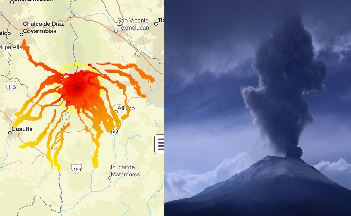 ALERTA Publican mapa para ver la caída de ceniza y lava en caso de una erupción del Popocatépetl