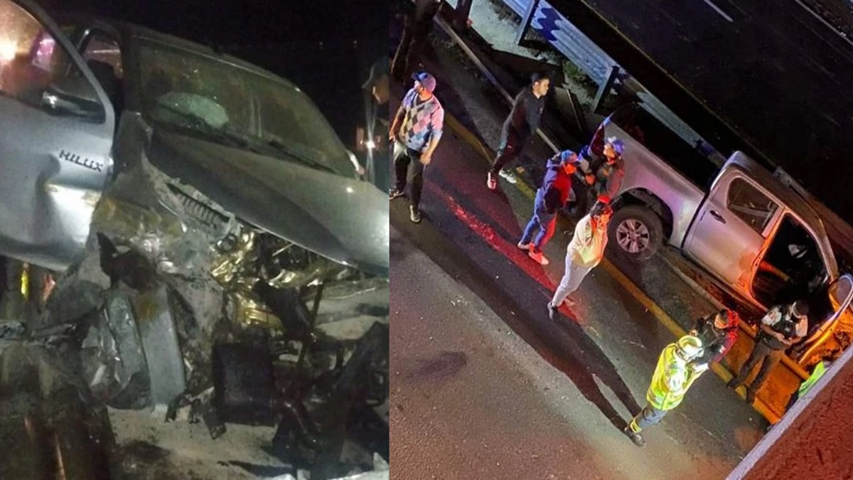 Camioneta cae de puente en la Puebla-Orizaba tras huir de un intento de asalto; tres heridos