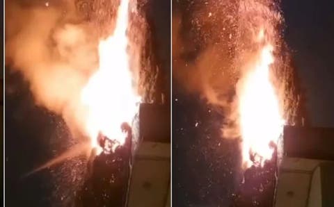 Incendio en Cholula provocado por niño que lanzó pirotecnia; se queman dos pinos de 30 metros