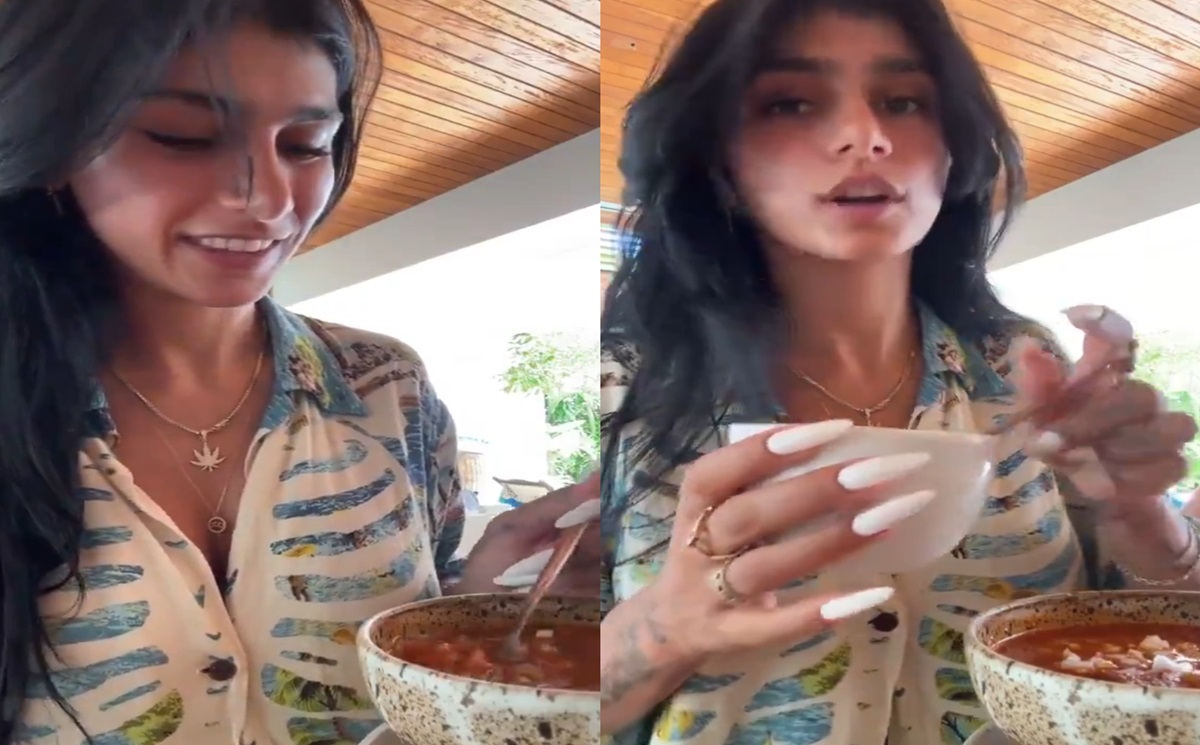VIDEO Mia Khalifa se enamora del menudo en México!