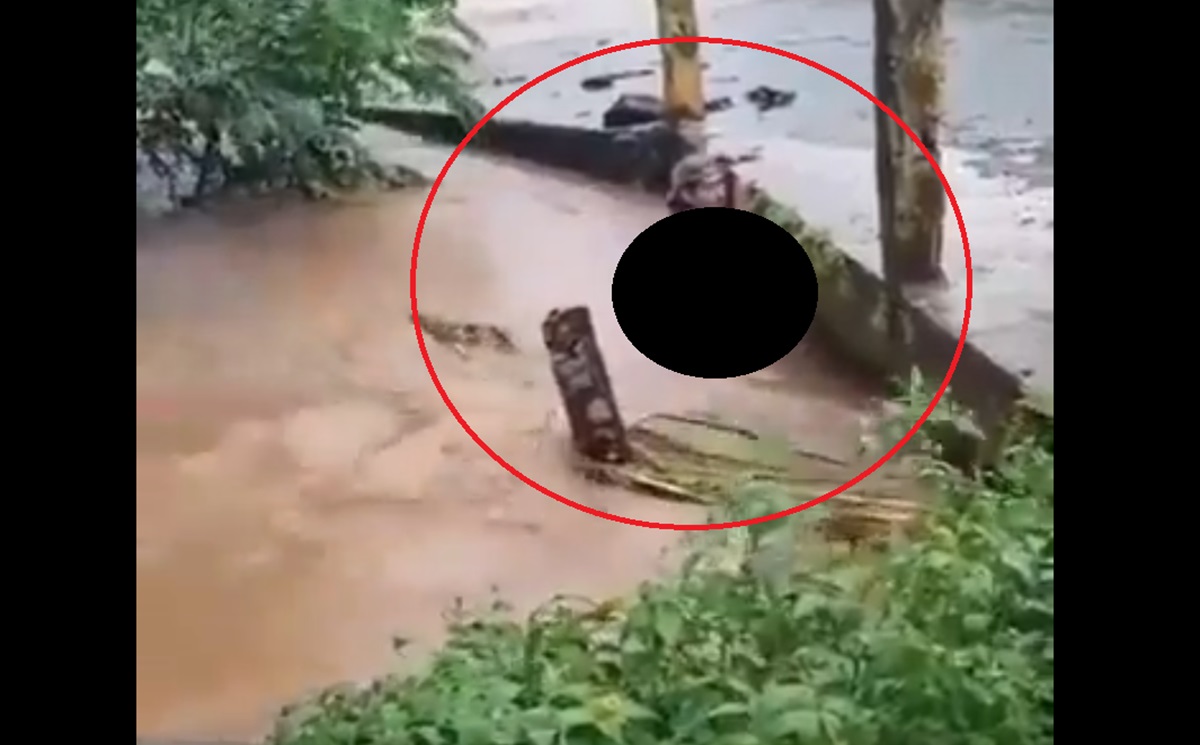 Captan momento en que hombre fue arrastrado por la violenta corriente de un arroyo en Catemaco