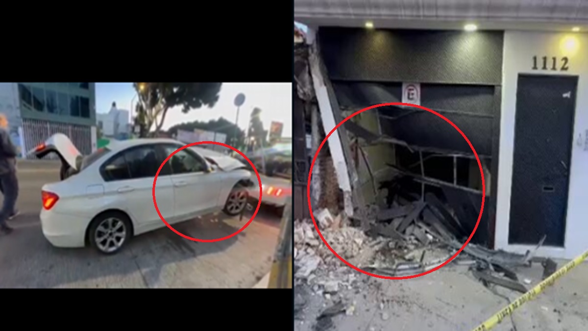 Poblana ebria estrella su BMW contra consultorio dental en 31 Poniente, Puebla
