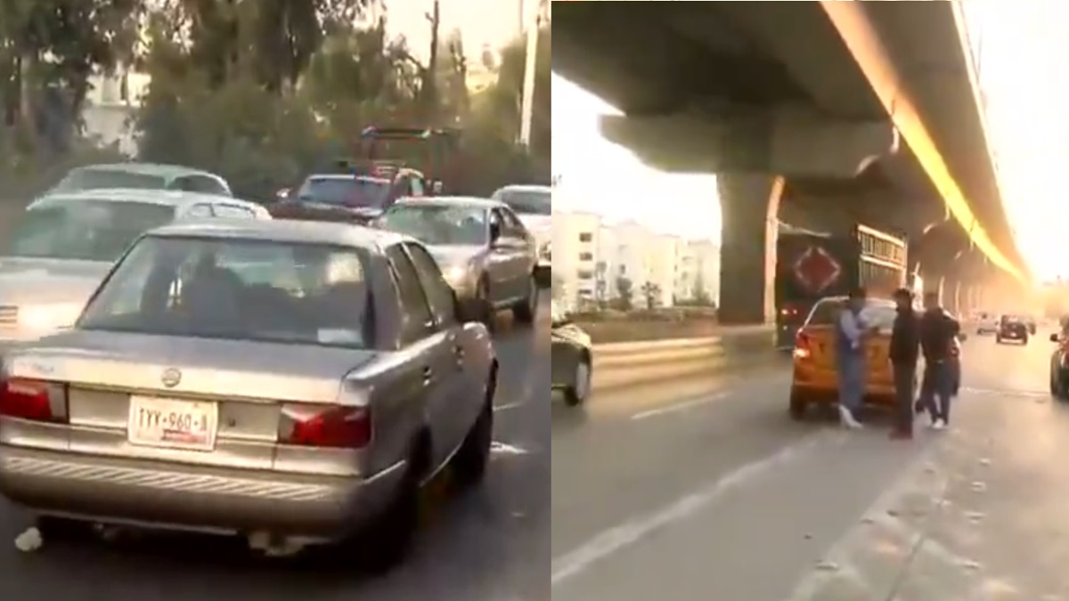 ¡Poblano ebrio causa caos en la México-Puebla! Chocó su Tsuru tras invadir el carril contrario