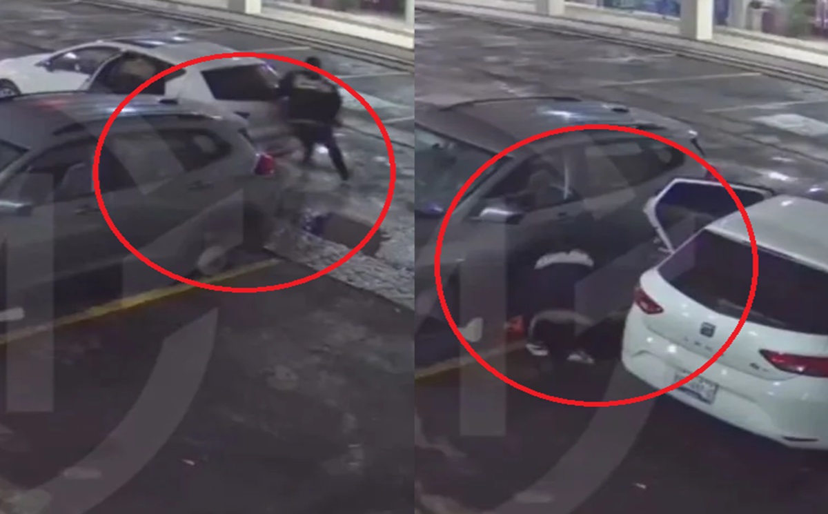 Roban las llantas de una camioneta en Plaza Gran Pirámide en solo un minuto (VIDEO)
