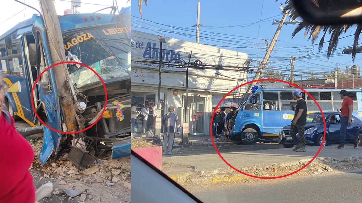 ¿Y así quieren aumentar el costo del pasaje? Ruta 3 termina destrozada tras chocar contra un poste colonia Ignacio Zaragoza