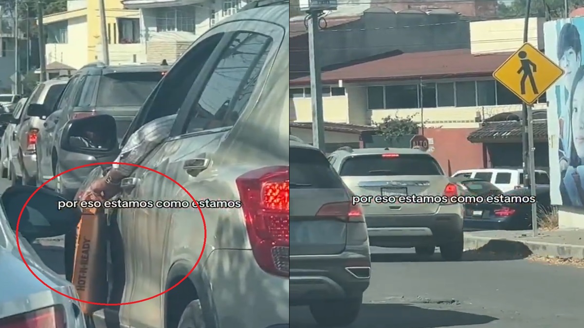 Indignante: Captan a poblano tirando basura y huyendo en pleno tráfico