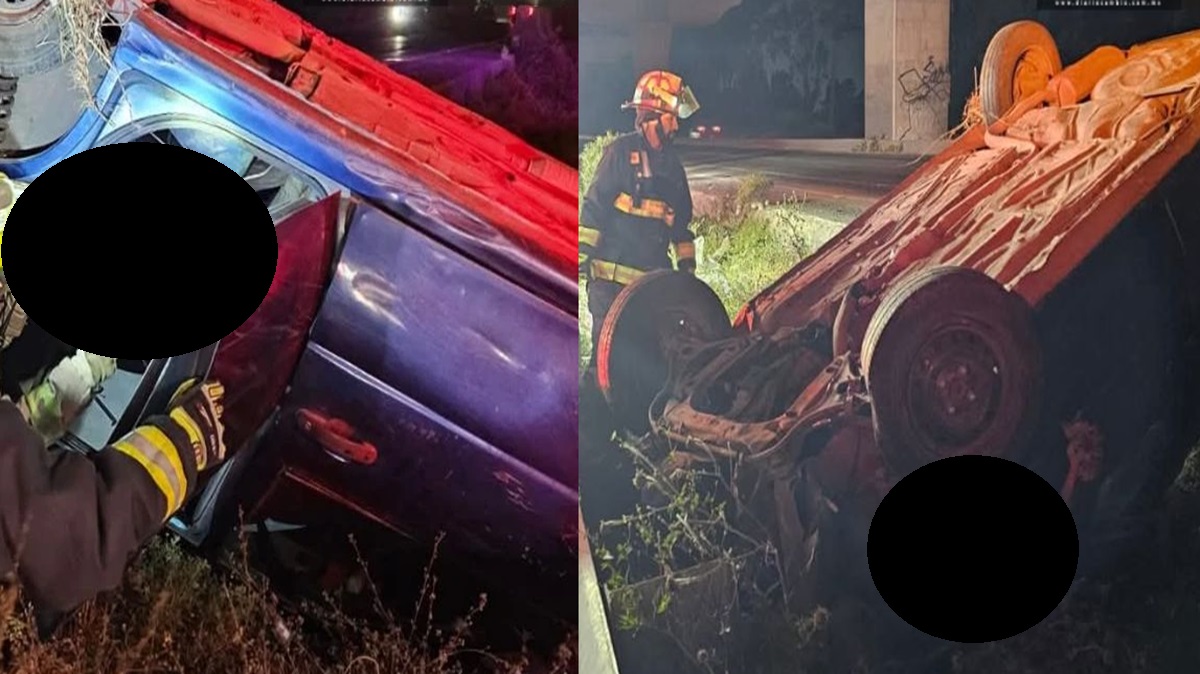 ¡De milagro! Auto vuelca en la México-Puebla y conductor sobrevive para contarlo