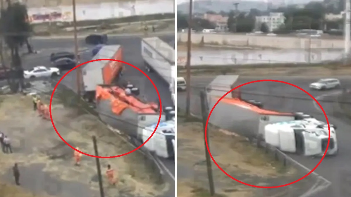 VIDEO ¡Megarapiña! Tráiler con 20 toneladas de pollo volcó y la mercancía desapareció en minutos
