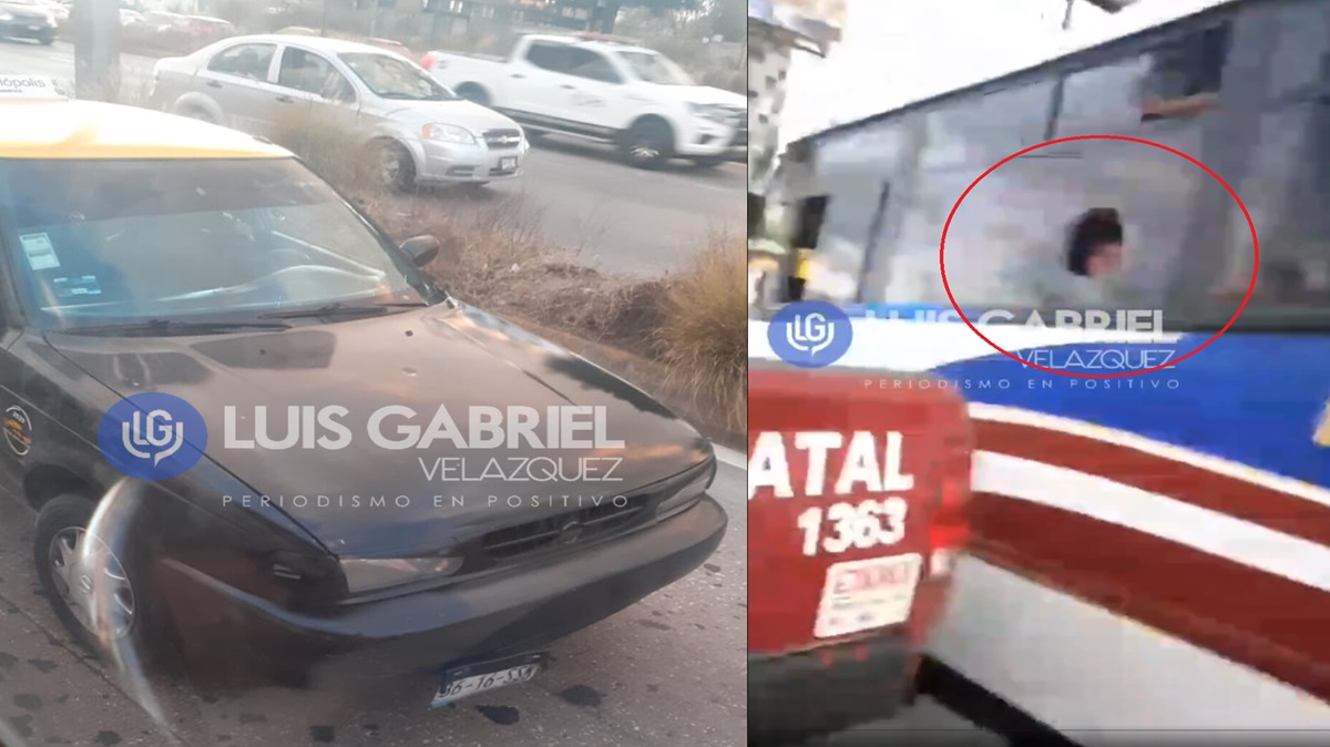 Conflicto vial en Angelópolis: Taxista destroza cristal de ruta Azteca con un bate