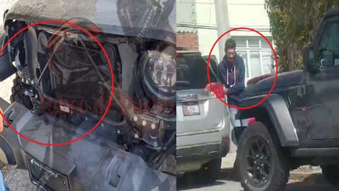 Imparable el robo de autopartes en Puebla: Captan a ladrones arrancando la fascia de un Jeep en la 17 Poniente