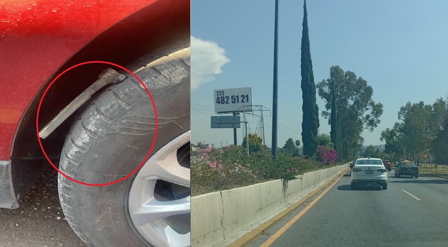El peligro en la vía ¡Cuidado en la Recta a Cholula! Ponchallantas al acecho de automovilistas