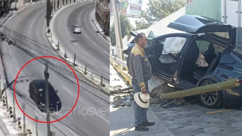 Revelan VIDEO del fuerte choque que dejó un Tesla destrozado en Calzada Zavaleta; conductor culpa al piloto automático