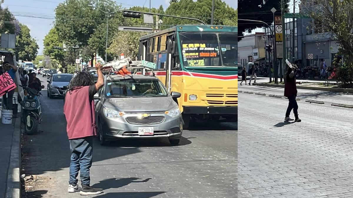 Terror en la 11 Norte: Mujer en situación de calle ataca a automovilistas sin previo aviso