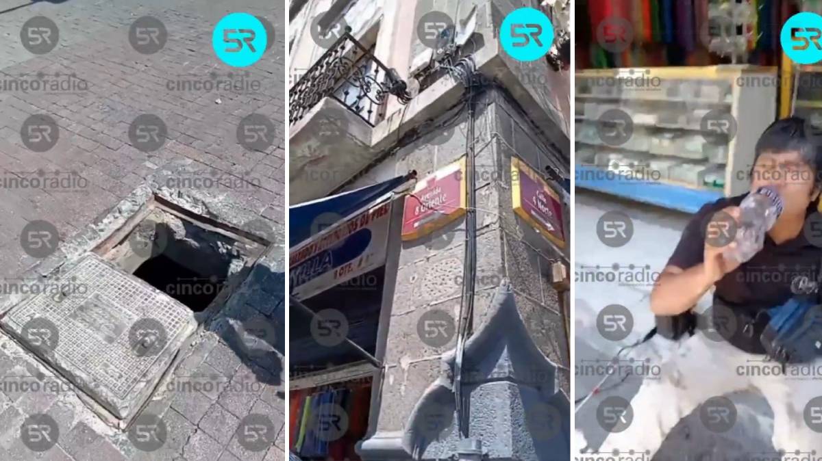 Peligro en las calles: Registro abierto provoca aparatosa caída en el Centro Histórico de Puebla
