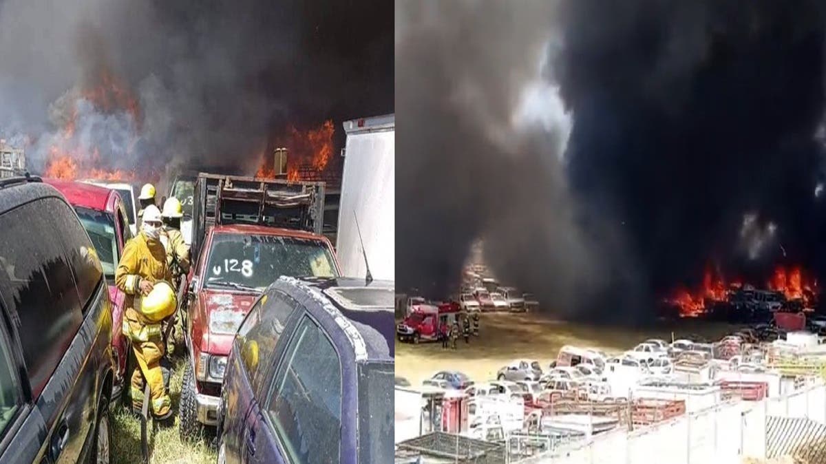 Incendio en corralón de Juan C. Bonilla deja 233 vehículos calcinados; tardaron 5 horas en controlarlo