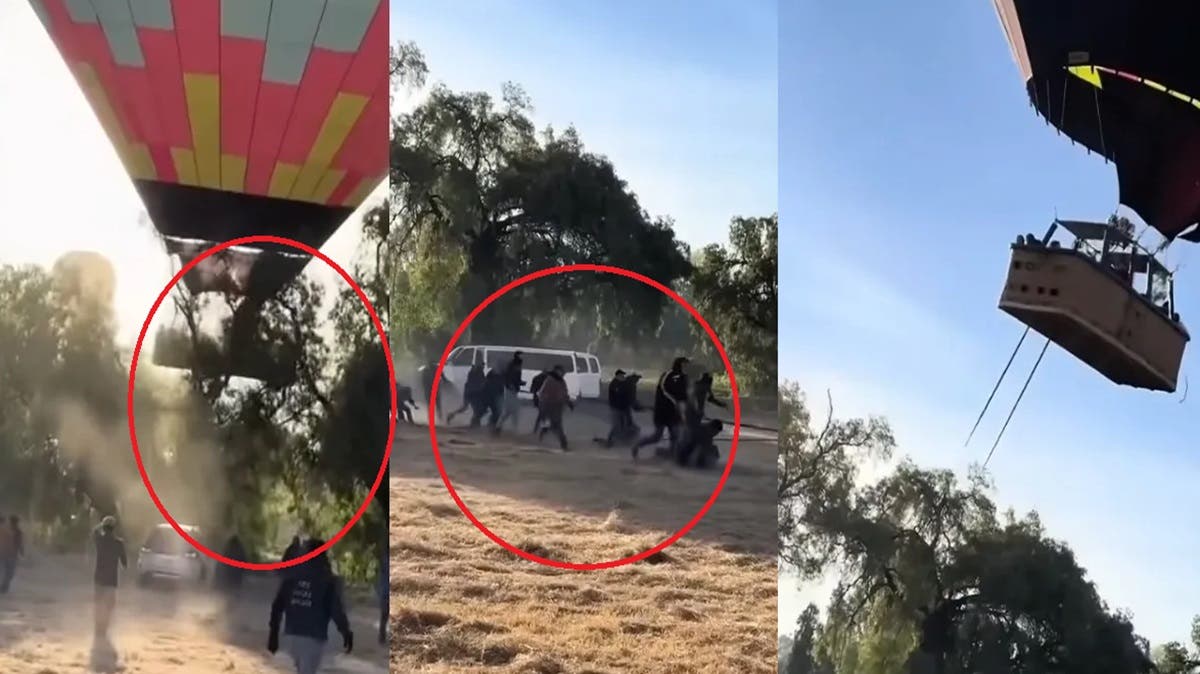 Video: Globo aerostático choca contra árbol y arrastra a varias personas en Teotihuacán