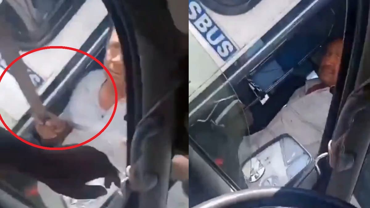 VIDEO ¡Se armó con machete! Chofer de TPT amenaza a otro en pleno altercado vial en Atlixco