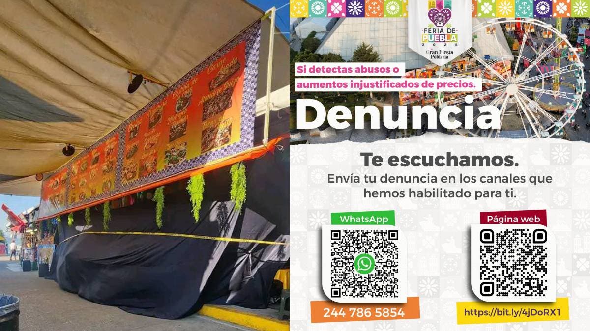 ¡Clausuran local de la Feria de Puebla por vender tacos de pastor a precio de oro!