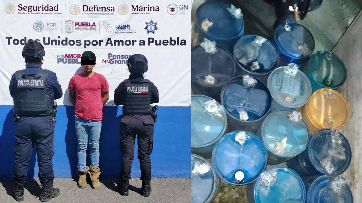 Caen con las manos en el tanque: detienen a sujeto con 3 mil litros de huachicol en Puebla; venía de Guerrero