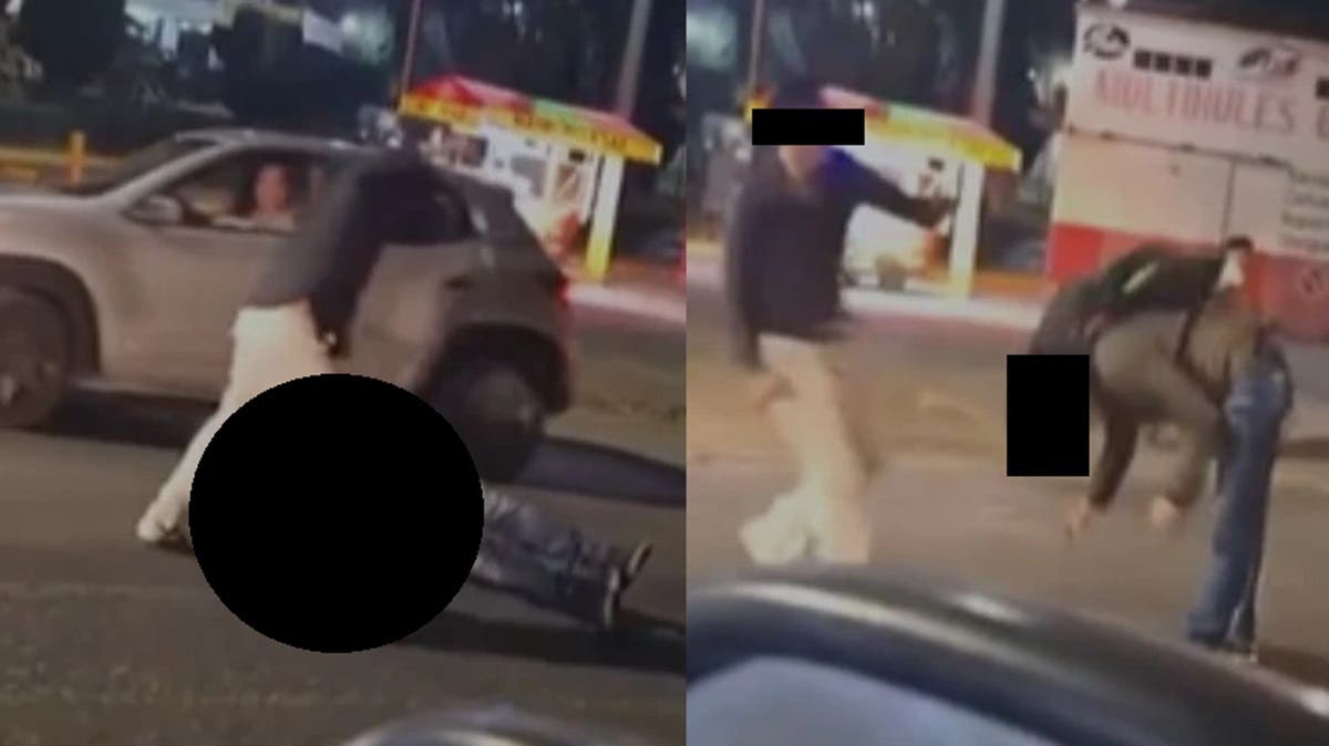 Brutal golpiza en Cholula: conductor de Mustang deja inconsciente a motociclista tras pelea vial