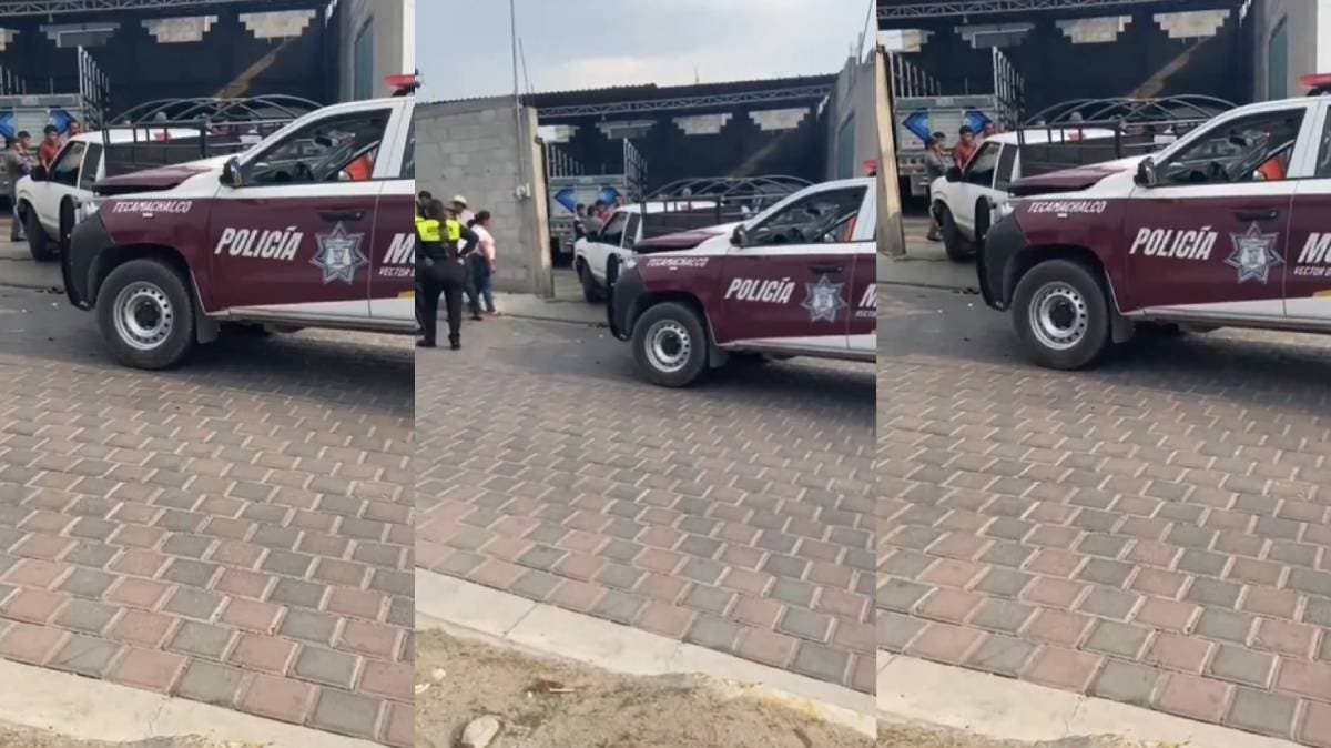 Persecución termina en caos: patrulla choca contra camioneta en Tecamachalco; hay cuatro heridos, incluidos dos policías