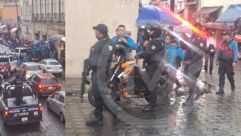 Fuerte operativo en el Centro Histórico de Puebla: aseguran motos ligadas a robo en Coppel y detienen a dos sospechosos