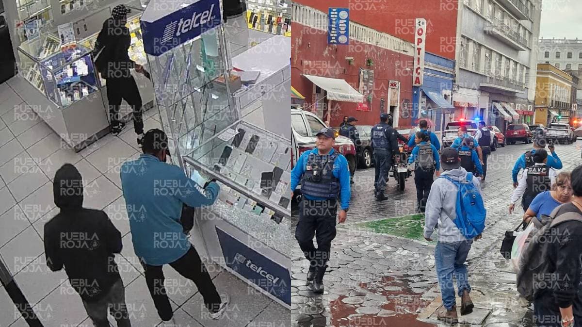 Caen cinco por robo a Coppel en pleno Centro de Puebla: recuperan celulares y armas tras operativo relámpago
