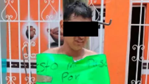 Justicia comunitaria o linchamiento: encueran y exhiben en un poste a presunto robamotos