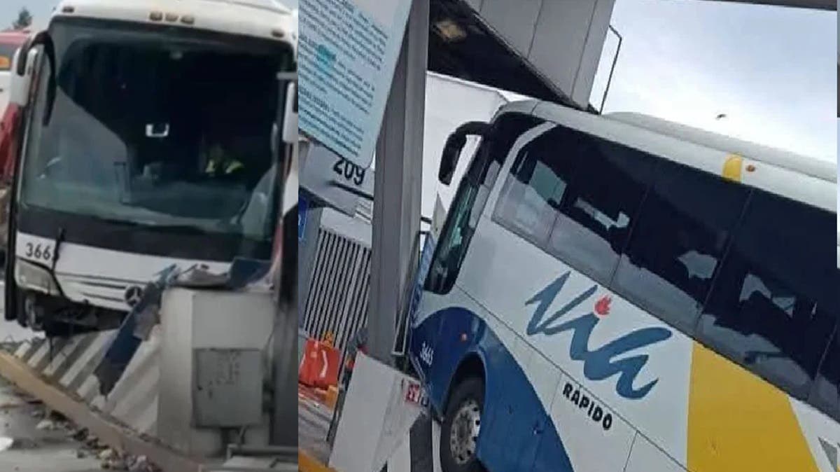 Autobús Vía se estrella contra caseta en la Amozoc–Perote: pasajeros entran en pánico tras falla mecánica