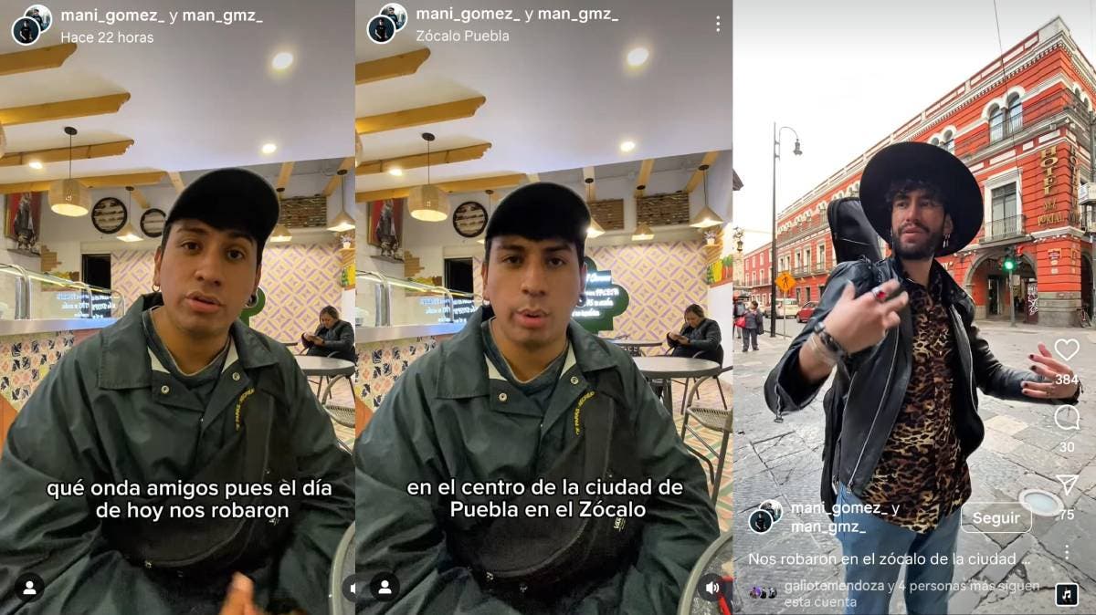 Roban a músico en pleno Zócalo de Puebla mientras hacía sesión de fotos; piden apoyo ciudadano para recuperar su equipo