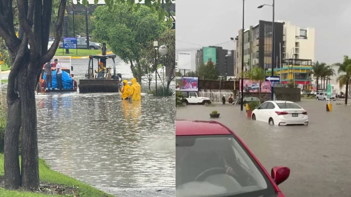 Lluvias colapsan Lomas de Angelópolis: calles anegadas y caos vial en zona de lujo de Puebla