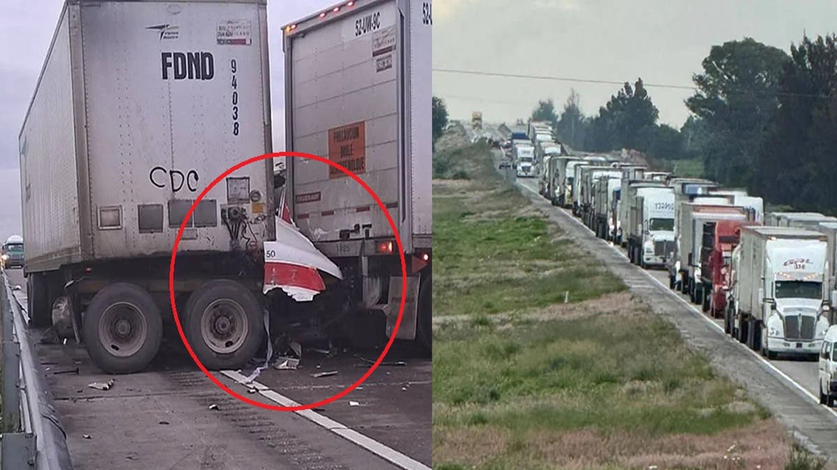 Choque entre tractocamión y pipa de gas causa caos vial de 8 km en la Puebla-Orizaba