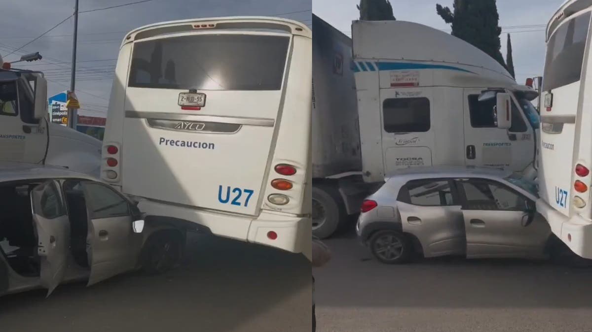 ¡MILAGRO en Bosques de San Sebastián! Tráiler y camión de la BUAP aplastan auto y conductora sale ILESA