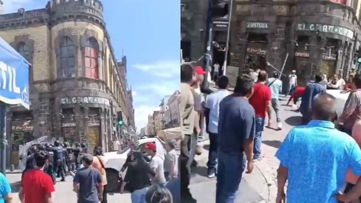 Tensión en el Centro Histórico de Puebla: ambulantes y Ayuntamiento se enfrentan durante operativo