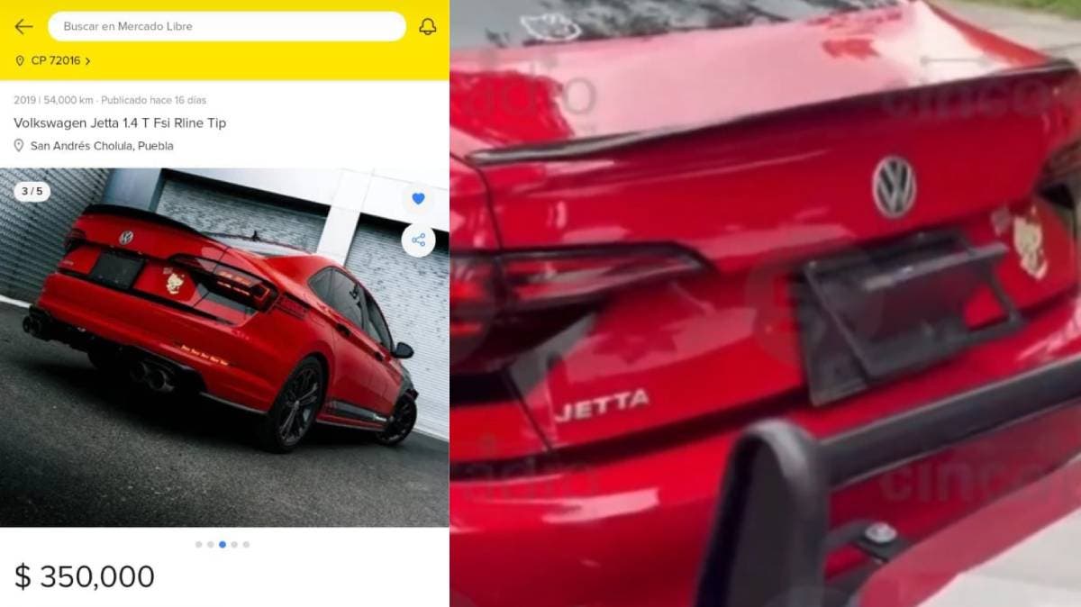 Del corralón… al mejor postor: venden en Mercado Libre el Jetta rojo de la balacera en Puebla