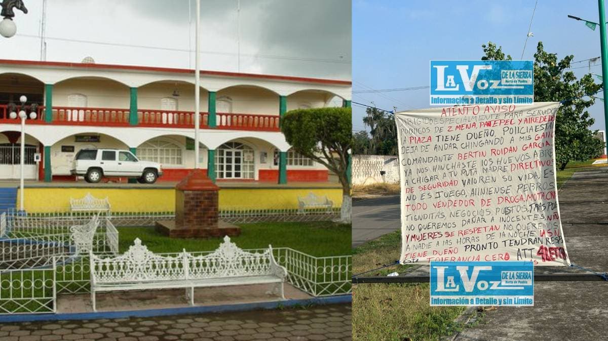 Lona con mensaje de advertencia genera tensión en Metlalyoyuca, Francisco Z. Mena