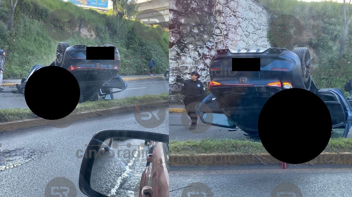 Cupra cae desde puente en la México–Puebla y provoca caos vial