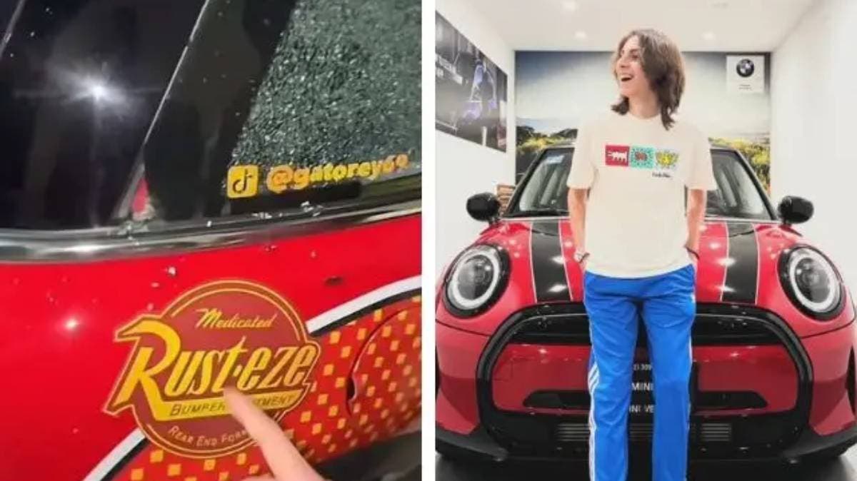 Cristalazo al Mini Cooper de influencer ‘Gato Rey’ en Angelópolis desata debate por seguridad y acceso a videos