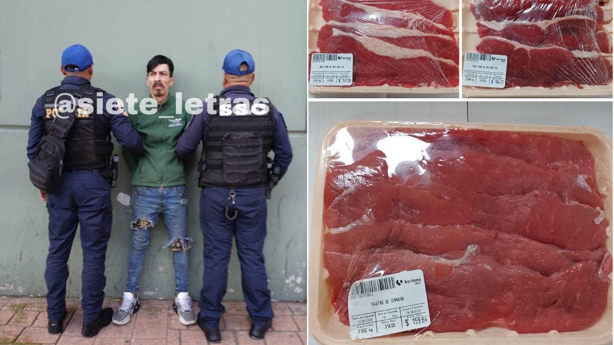 Roba carne para su asado en Soriana CDMX; lo atrapan con cortes escondidos