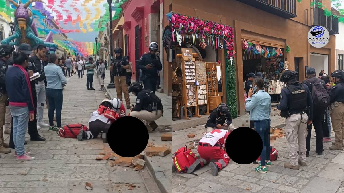 Sismo sacude Oaxaca y hiere a joven: le caen ladrillos en el Andador Turístico