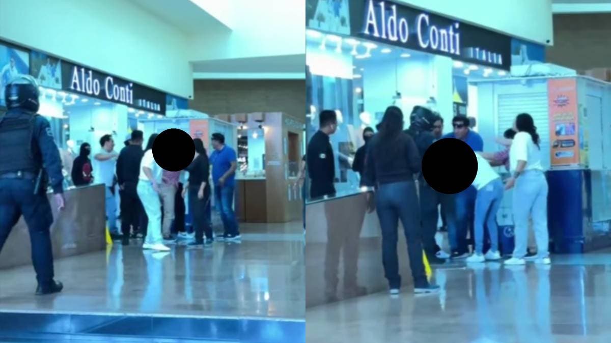 Riña en plaza comercial de Tehuacán: conflicto sentimental desata golpes frente a decenas de testigos