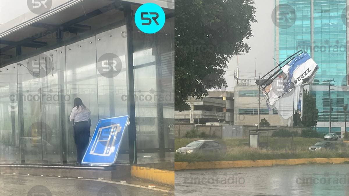 Puebla azotada: señalamiento del RUTA y espectacular se desploman por lluvias y fuertes vientos
